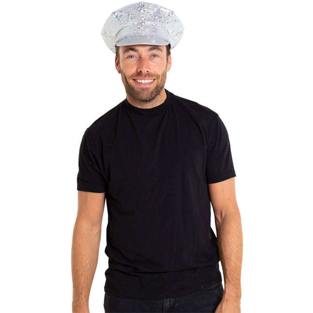 Casquette de police de luxe en argent