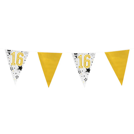 Guirlande de drapeaux en plastique « 16 » (30 x 20 cm, 6 m)