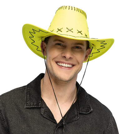 Chapeau de cowboy Savanne jaune fluo UV