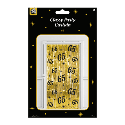 65 Jaar Deurgordijn Goud Zwart van Paper Dreams koop je bij Partywinkel