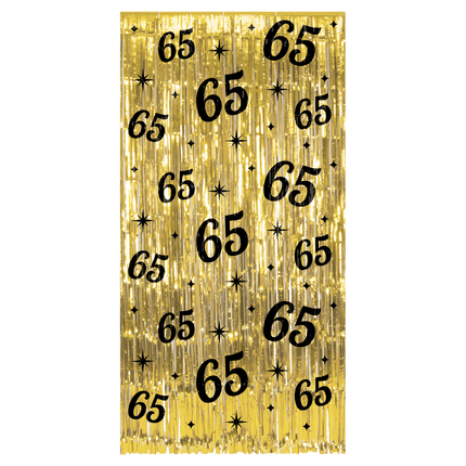 65 Jaar Deurgordijn Goud Zwart van Paper Dreams koop je bij Partywinkel