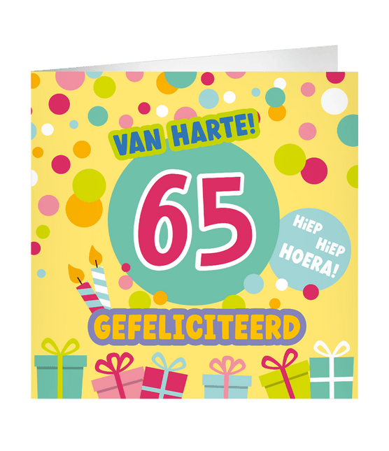 65 Jaar Wenskaart 23cm - Partywinkel - 8716764239311