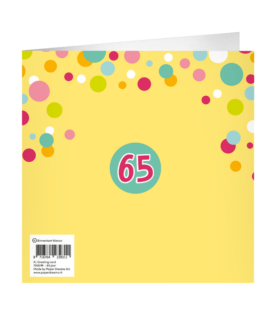 65 Jaar Wenskaart 23cm - Partywinkel - 8716764239311