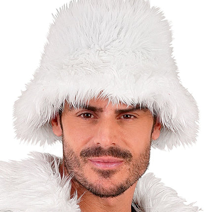 CHAPEAU SEAU EN PELUCHE BLANC