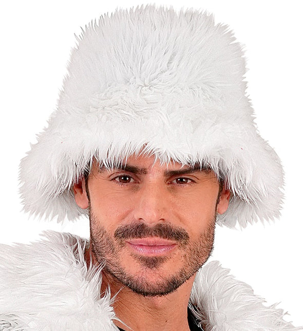 CHAPEAU SEAU EN PELUCHE BLANC
