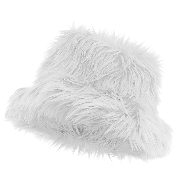 CHAPEAU SEAU EN PELUCHE BLANC