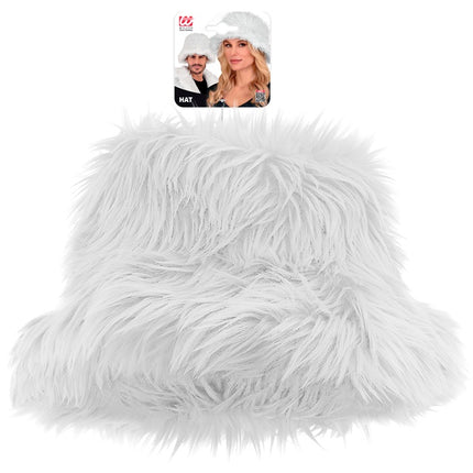 CHAPEAU SEAU EN PELUCHE BLANC