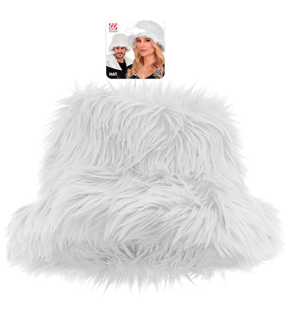 CHAPEAU SEAU EN PELUCHE BLANC