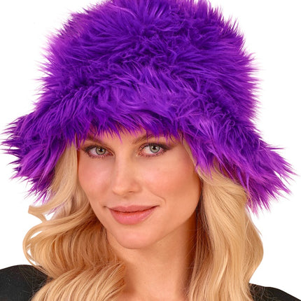 CHAPEAU SEAU PELUCHE VIOLET
