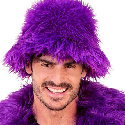 CHAPEAU SEAU PELUCHE VIOLET