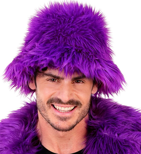 CHAPEAU SEAU PELUCHE VIOLET
