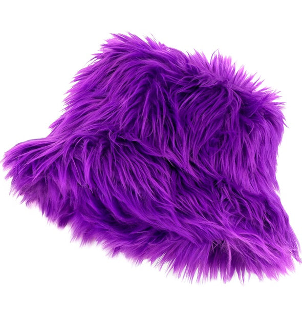 CHAPEAU SEAU PELUCHE VIOLET