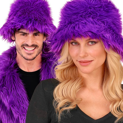 CHAPEAU SEAU PELUCHE VIOLET