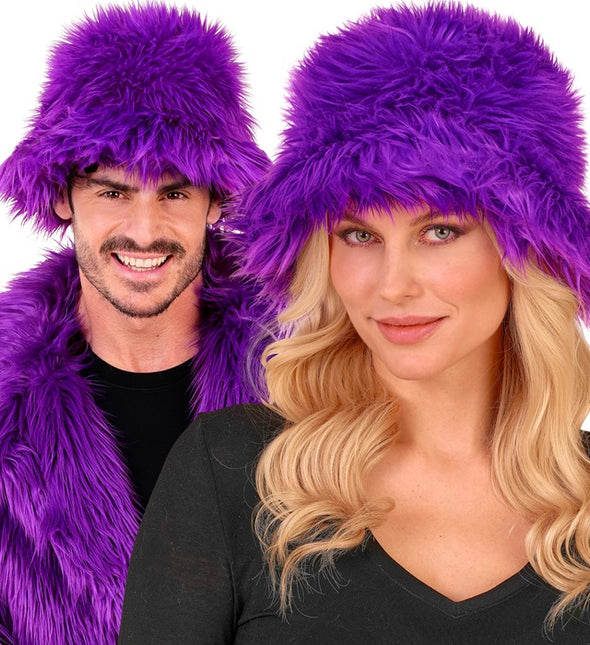 CHAPEAU SEAU PELUCHE VIOLET