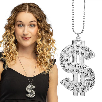 Collier Bling dollar argenté