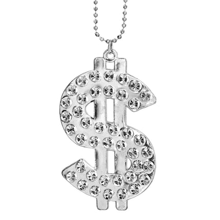 Collier Bling dollar argenté