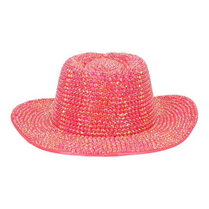Chapeau de cowboy Aurora rose fluo UV