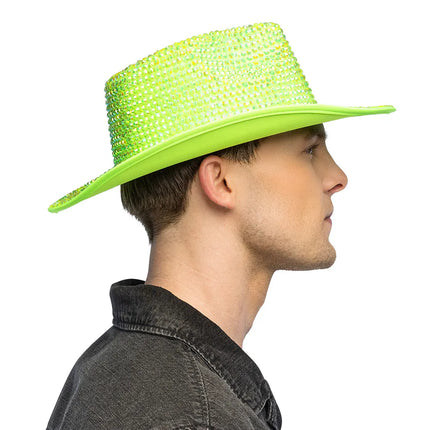 Chapeau de cowboy Aurora vert fluo UV