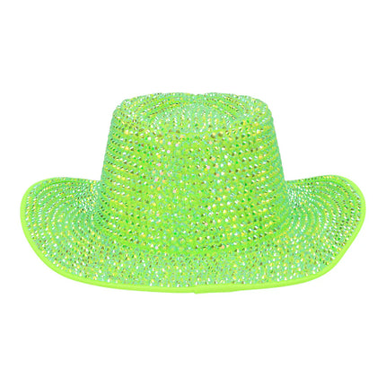 Chapeau de cowboy Aurora vert fluo UV