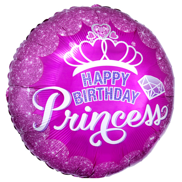 Happy Birthday Helium Balloon Pink Princess Empty 43cm