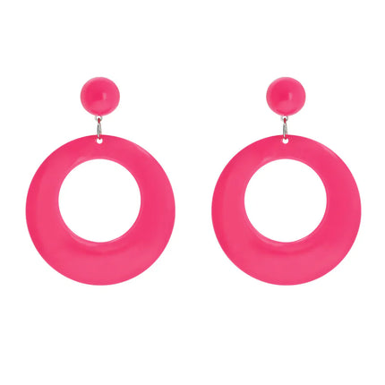 Paire de boucles d'oreilles rétro rose fluo