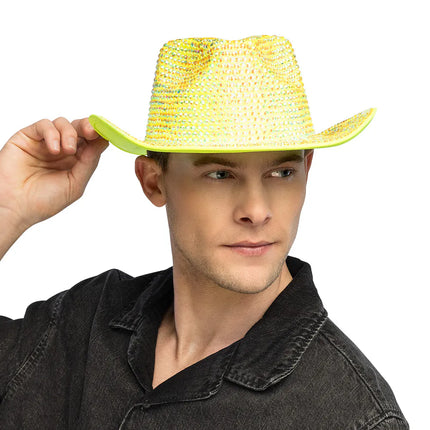 Chapeau de cowboy Aurora jaune fluo UV