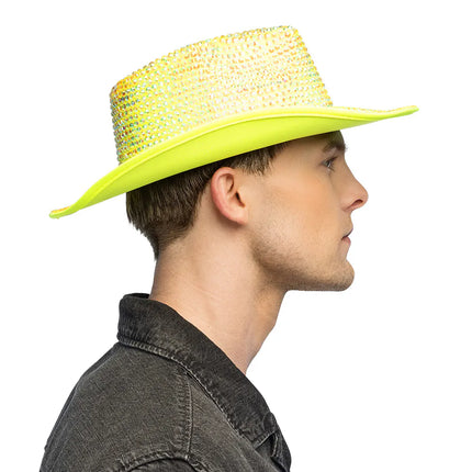 Chapeau de cowboy Aurora jaune fluo UV