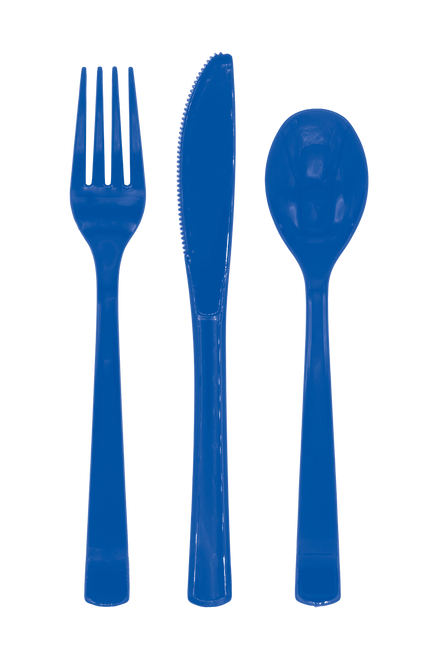 Service de couverts réutilisables bleu foncé, 18 pièces