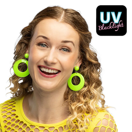 Paire de boucles d'oreilles rétro vert fluo UV
