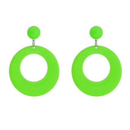 Paire de boucles d'oreilles rétro vert fluo UV