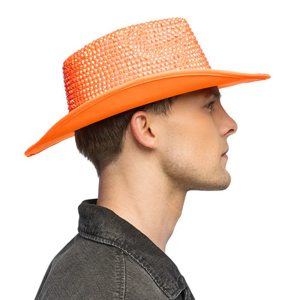 Chapeau de cowboy Aurora orange fluo UV