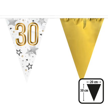 Guirlande de drapeaux en plastique « 30 » (30 x 20 cm, 6 m)