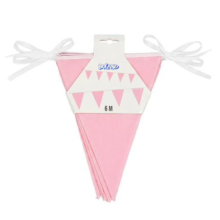 Guirlande de drapeaux en polyester rose pâle (26 x 18 cm) (6 m)
