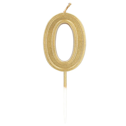 Petite bougie Elegant « 0 » dorée sur tige (3 x 4,2 x 0,7 cm)