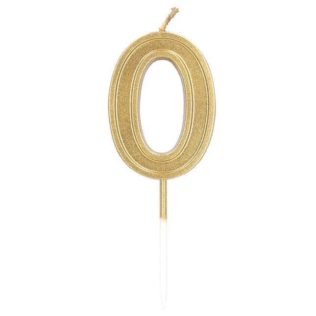 Petite bougie Elegant « 0 » dorée sur tige (3 x 4,2 x 0,7 cm)