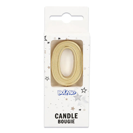 Petite bougie Elegant « 0 » dorée sur tige (3 x 4,2 x 0,7 cm)