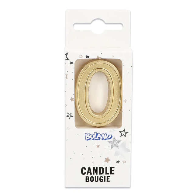 Petite bougie Elegant « 0 » dorée sur tige (3 x 4,2 x 0,7 cm)