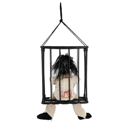 Halloween Skelet In Kooi 28cm