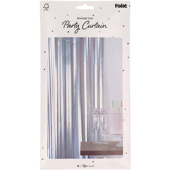 Tapis de rideau de porte argenté 2m