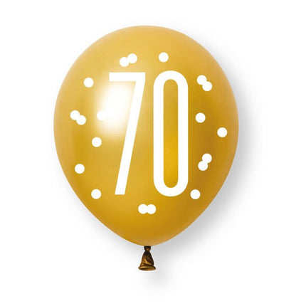 6ct Glitz Black Number 70 Assorted Platinum & Pearl Premium 30cm Latex Balloons van Unique koop je bij Partywinkel