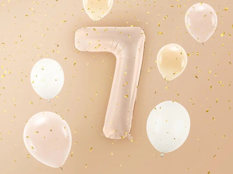 7 Jaar Cijfer Ballon Beige Glans Leeg 72cm van Partydeco koop je bij Partywinkel
