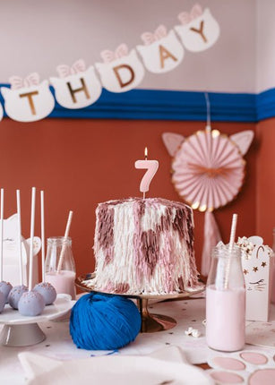 7 Jaar Kaars Lichtroze 5,5cm van Partydeco koop je bij Partywinkel