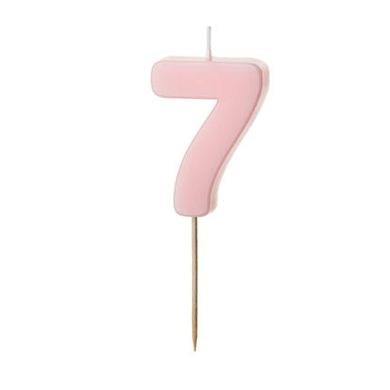 7 Jaar Kaars Lichtroze 5,5cm van Partydeco koop je bij Partywinkel