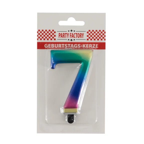 7 Jaar Kaars Regenboog 8cm van VDV Benefit koop je bij Partywinkel