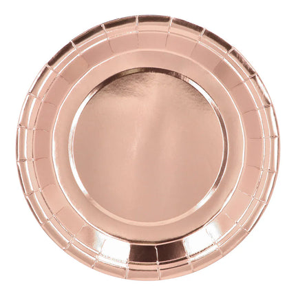 Assiettes en carton rose doré, 23 cm, lot de 6