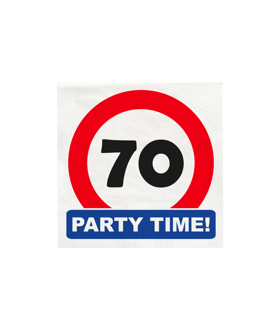 70 Jaar Servetten Verkeersbord 16,5cm 16st van Paper Dreams koop je bij Partywinkel