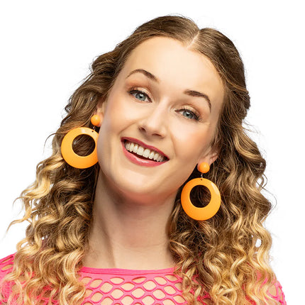 Paire de boucles d'oreilles rétro orange fluo
