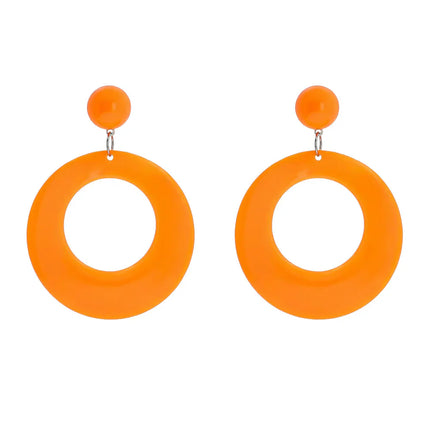 Paire de boucles d'oreilles rétro orange fluo