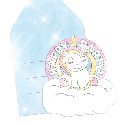 Unicorn Uitnodigingen Happy Birthday 6st
