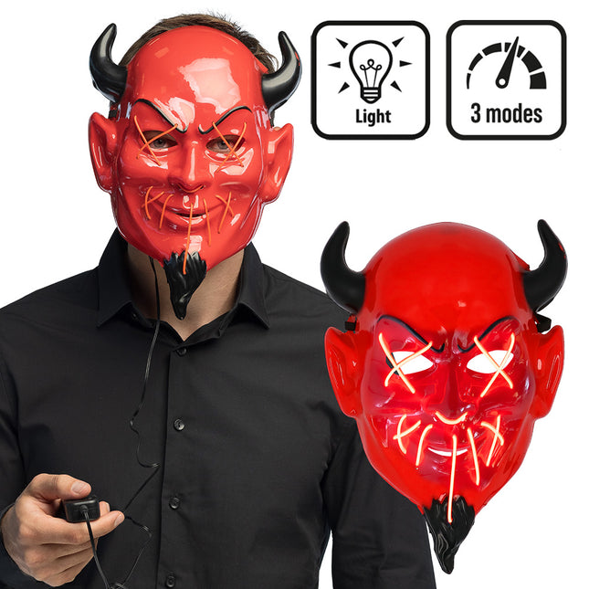 Masque d'Halloween Rouge Noir Diable